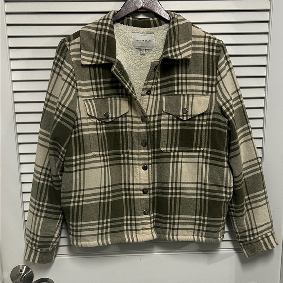 Lucky Brand Jackets & Blazers - Lucky Brand Green and Cream Plaid Utility Jacket